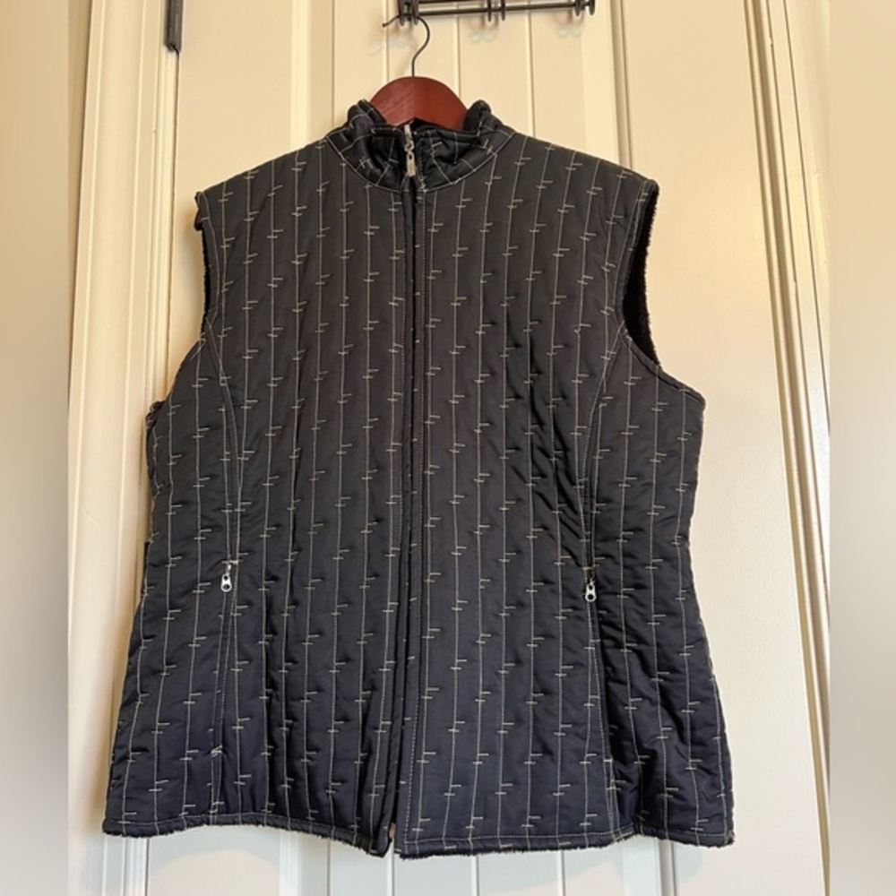 Cutter & Buck Black Reversible Full Zip Vest Quilted/Faux‎ Fur Lined Size XL